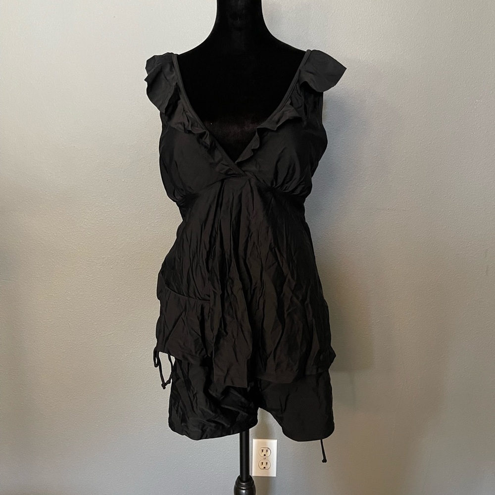 b2prity black 2 piece tankini with shorts